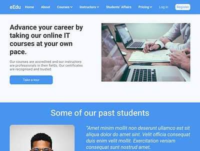 eEdu basic landing page design ui ux