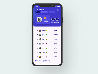 Mobile game leader board UI app design game ui ux