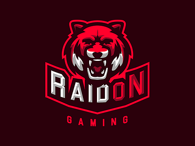 RaidOn Gaming Logo aggressive design esports gaming illustration logo mascot organization raid team tiger