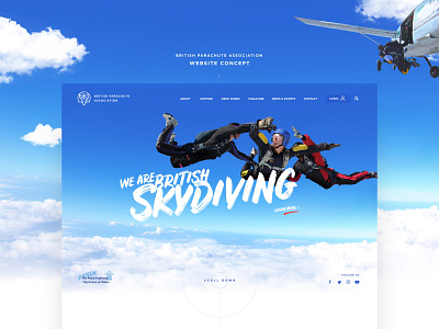 British Parachute Association - Concept association blue british clouds desktop extreme extreme sport extreme sports mobile motion parachute parralax sky skydiving web web design website