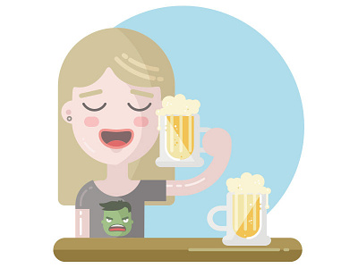 Beertalia bar beer drink friday girl hulk illustration tgif weekend