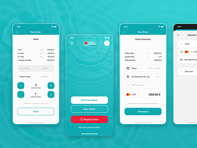 Hvylya Zdorovya App • Redesign/Concept app checkout concept delivery ios mobile order payment redesign summary ui ux water