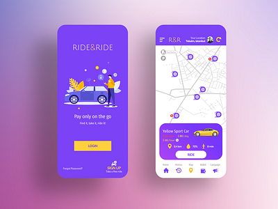 Ride&Ride Car Rental App Design app design car rent graphic design mobile app ui user experience user interface ux