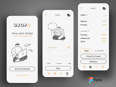 DROPD - Design Marketplace with Crypto Wallet - Figma - UI/UX