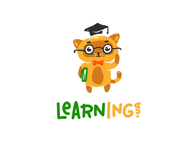 Learning.ua logo cat character design education glasses illustration learning logo logotype science teacher typemate pro