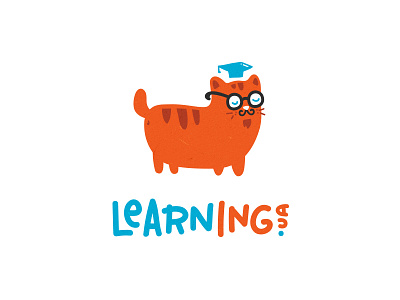 Learning.ua cat character design education glasses illustration learning logo logotype science teacher typemate