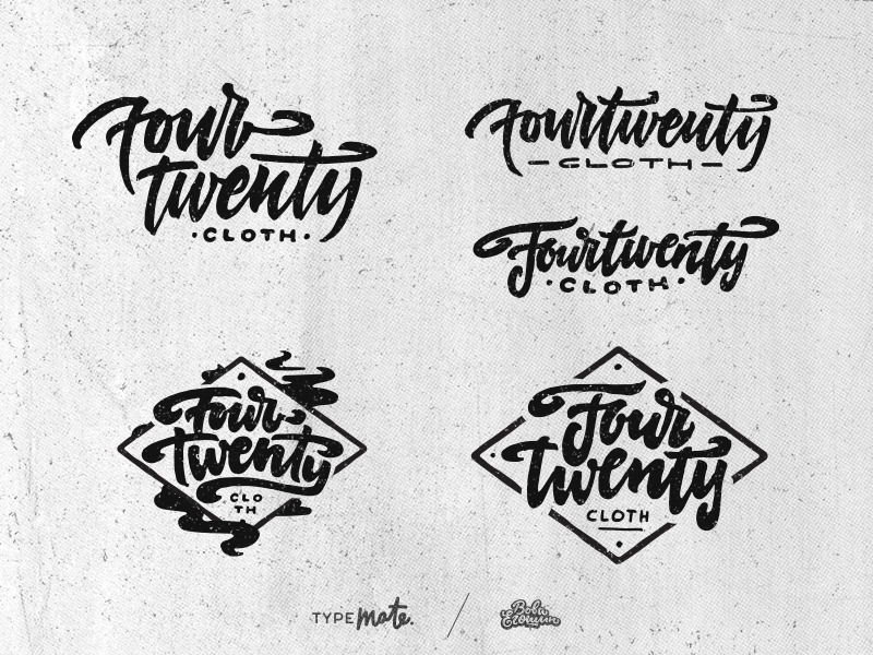 "FourTwenty Cloth" lettering logo sketches 420 calligraphy cloth fourtwenty handwritten lettering logo logotype type typemate typography weed