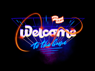Welcome to the game customtype game handlettering lettering logo logotype neon retrowave typemate