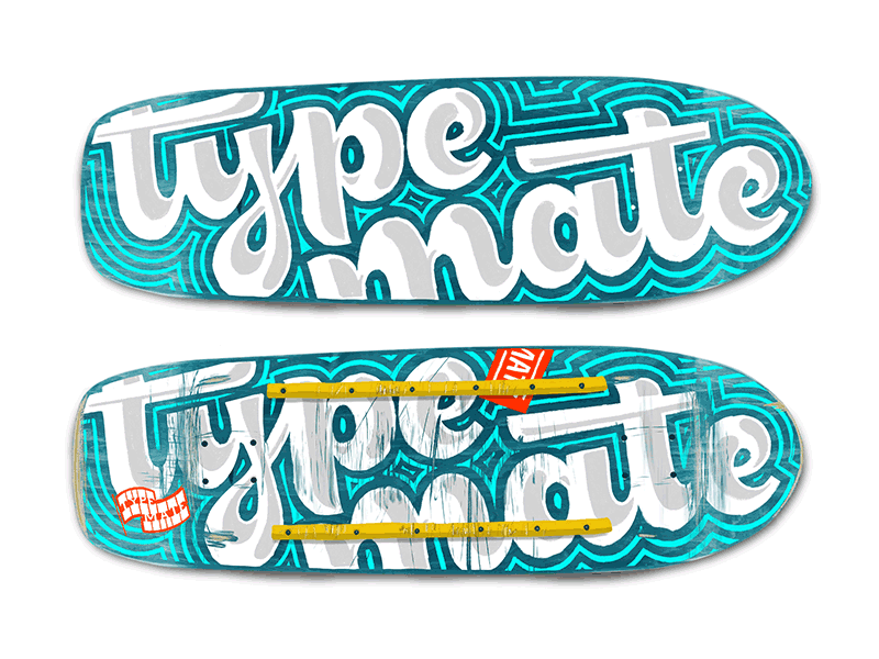 SkateMate customtype handlettering lettering logo print skate skate deck skateboarding typemate typography