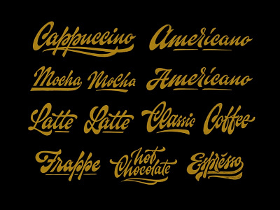 Coffee set sketches americano calligraphy coffee hot lettering logo raw sketch typemate typography