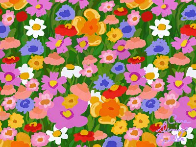90's Flora apparel design floral giftwrap illustration surface pattern wallpaper