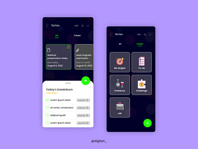 Notes Mobile Application app design application design design figma ui freelancer functional ui mobile app design ui uiux user experience user interface ux