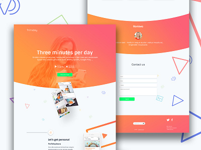 Three minutes per day - users website app clean design fresh prototype trimiday ui ux web design web development website