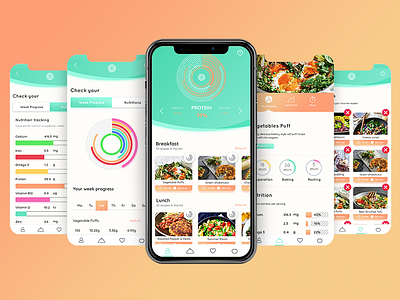 Veggierator - Cooking App app codemaster diet food nutrition statistics ui user experience user interface ux vegetarian veggie