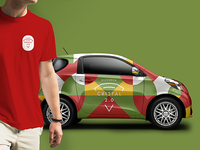 Cristal 2.0 - New logo on t-shirt and car mockup brand design geometric design graphic design logo mockup pattern pattern design pizza pizza logo texture vector
