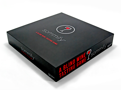 Sommify – Packaging & Game Design alcohol black and white board game box branding cards creative direction for sale game game design goods for sale instructions logo design minimalist packaging red and black simple tuck box wine wine tasting