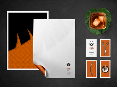 Deleón Barbershop – Branding & Stationery Design animal logo barber barbershop beauty brand identity branding jungle theme lion lion logo minimalist monsterra plant moo moo printing orange razor scissors shaving stationery stationery design whiskey