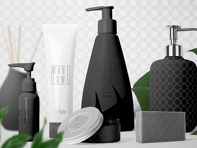 Mane Tame – Packaging & Product Design for Deleón Barbershop. barbershop bathroom beauty products brand branding jungle theme logo design mens health minimal minimalist packaging patterns plant product product design shampoo simple soap