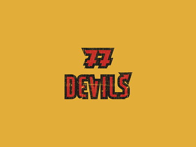 77 Devils Logo 77 anticrist branding devil devils logo logo design logo designer logos numbers red red and yellow skate skateboard skates texture typeface typography vector yellow