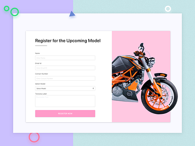 Registration Form bike design dribbble invites landing minimal page pink registration web website white