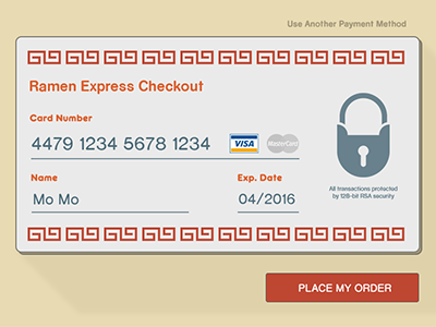 Daily UI 002: Credit Card Checkout checkout credit card daily ui ramen