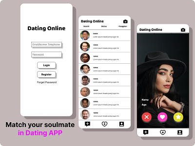 Dating App Design 💕 app branding datingapp design figma graphic design illustration logo typography ui ux vector