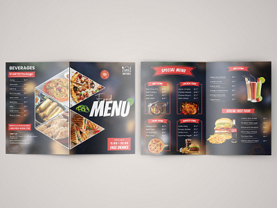 Bifold Menu Design advertising bifold bifold menu branding brochure design burger business flyer design facebook post design food food court food menu graphic design illustration menu menu design minimal pizza restaurant social media