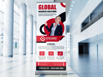 Business Rollup Banner advertising banner banners branding business business banner business flyer business rollup banner design graphic design illustration indoor logo minimal banner outdoor banner red banner rollup rollup banner social media social rollup banner