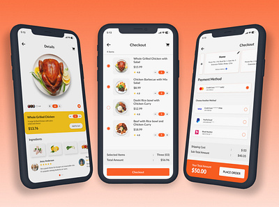 Food Checkout Process advertising app design branding checkout checkout process design food food app design food mobile app food ui graphic design minimal mobile app payment payment design payment process process restaurant ui uiux design