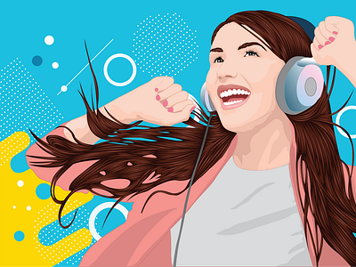 Dj girl vector portrait