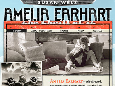 Amelia Earhart Website 2 book promotion ui web design website
