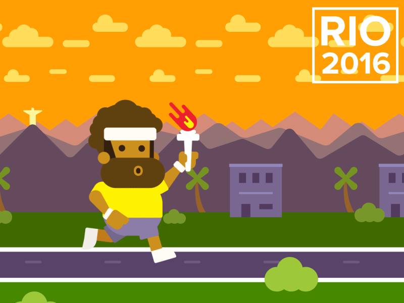 Rio 2016 Ryn Cycle infinity loop gif flat olympic games character run cycle