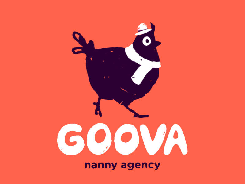 Goova nanny agency walkcycle walk chicken sticker typography animal design logo 2d motion design illustration loop animation after effects character flat