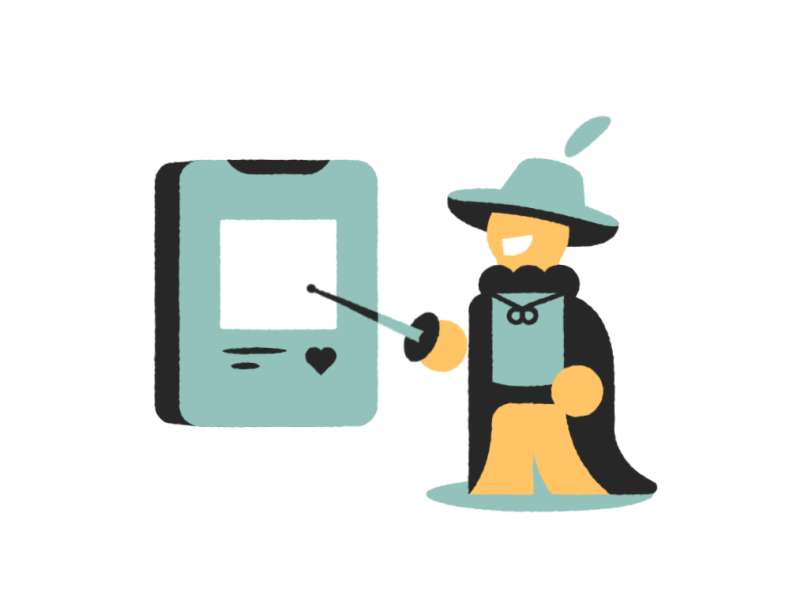 Swipe-Like flat character after effects animation illustration loop gif motion design 2d limited color vector phone sword personal project
