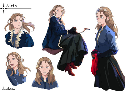 Airin 2d 2d illustration character character art character artist character concept character design character illustration character sheet character study concept sheet design elene davitashvili emotions expressions girl illustration inflamed poses study
