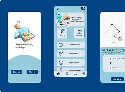 Shipping Company App app app design design e commerce figma homepage logistics map mobile app mobile design onboarding orders preview shipping tracking ui ux