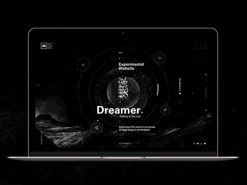 Dreamland black and white dark design ui web website