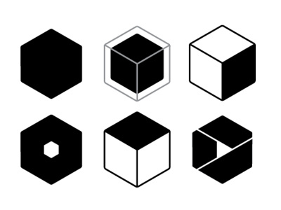 Logo research black and white cube geometry logo vector