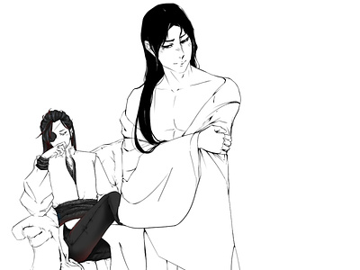 Lineart Heaven Official's Blessing: Hua Cheng X Xie Lian fanart