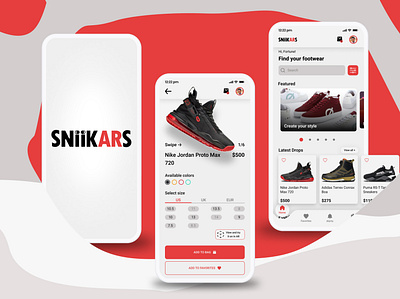 SNIIKARS App Design 3d app design augumented reality design e commerce fashion footwears mobile app ui ui design ui ux uiux ux vr ar