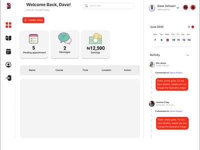 Dashboard for The Breej Tutor App