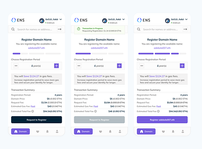 Ethereum name system app design ui ux