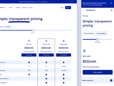 Simple transparent pricing clean ui design ui ux
