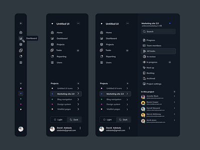 A dashboard side panel design