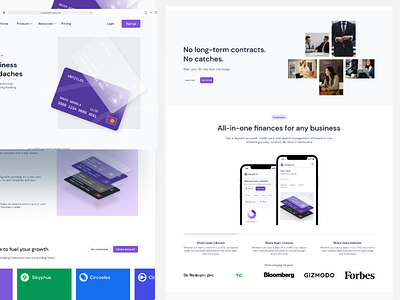 Landing page design for a FIntech start-up