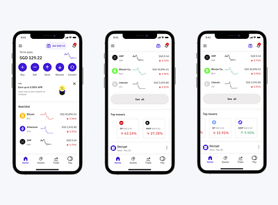 A cryptocurrency app that allows you to purchase popular coins app clean ui design ui ux