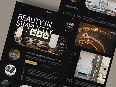 Landing page design for an interior design company
