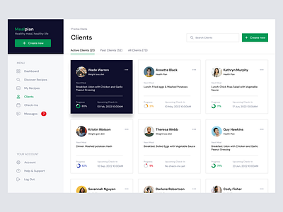 Meal plan dashboard design clean ui design ui ux