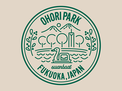 Ohori Park logo design fukuoka icon invite japan logo nature park swan