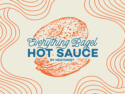 Everything Bagel Hot Sauce bagel cross hatching everything everything bagel heatonist hot sauce illustration label design packaging packaging design pen and ink sauce symbol